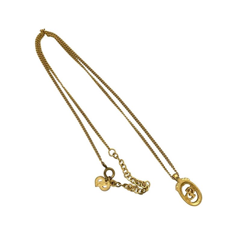Christian Dior CD Logo Necklace Earrings Set Accessories Gold 55862 With Case — view 4