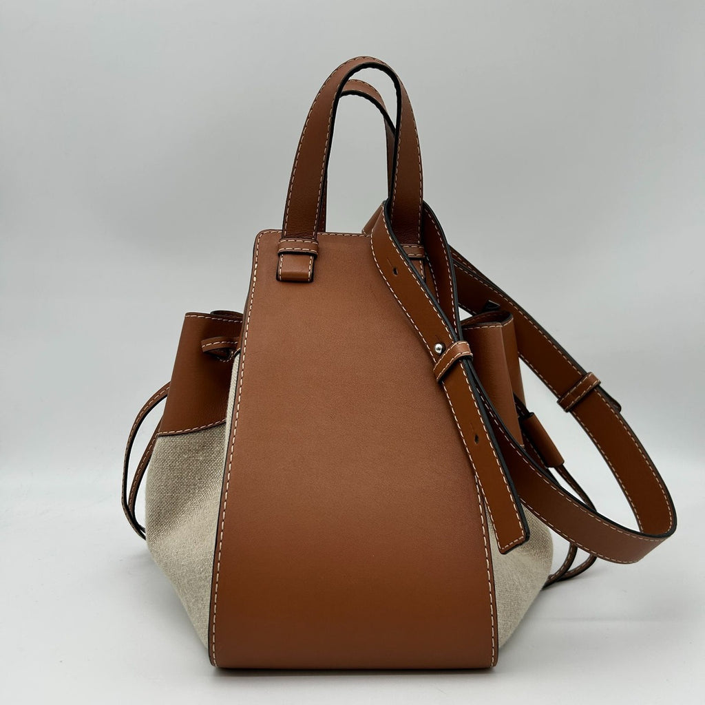 Loewe Hammock Drawstring Leather Shoulder Bag 2-Way Brown Silver — view 3