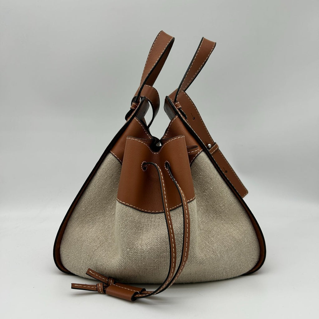 Loewe Hammock Drawstring Leather Shoulder Bag 2-Way Brown Silver — view 4
