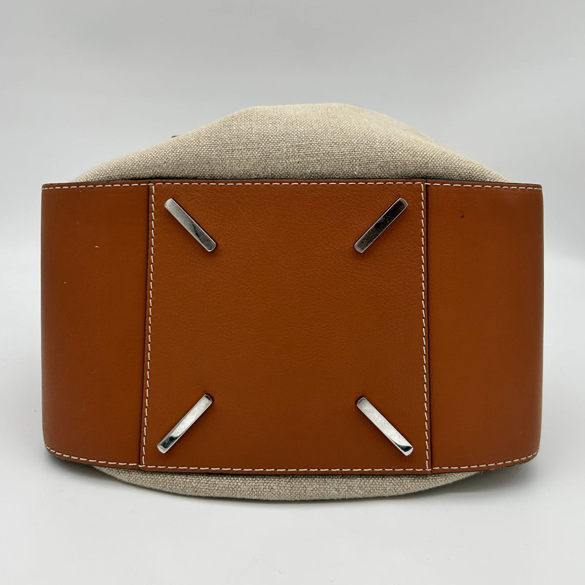 Loewe Hammock Drawstring Leather Shoulder Bag 2-Way Brown Silver — view 5