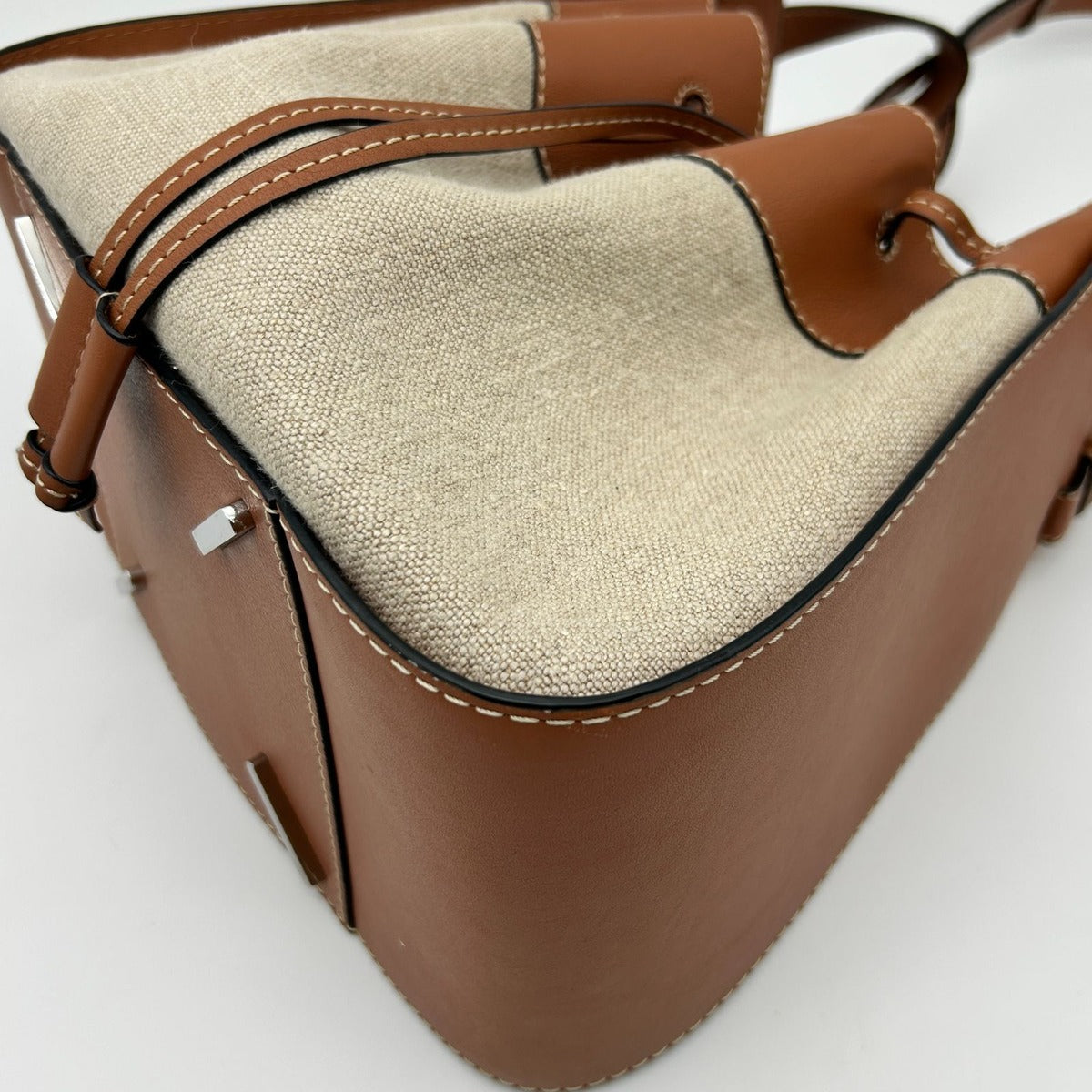 Loewe Hammock Drawstring Leather Shoulder Bag 2-Way Brown Silver — view 8