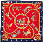 Hermes Scarf Carre 90 Red Navy Feather and Bell — view 2