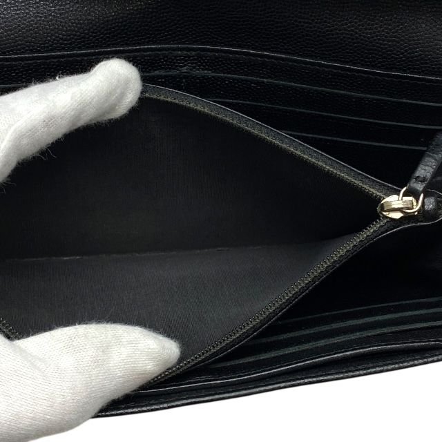 Chanel Sebulga Fold Long Wallet Coco Mark Caviar Leather Black — view 8