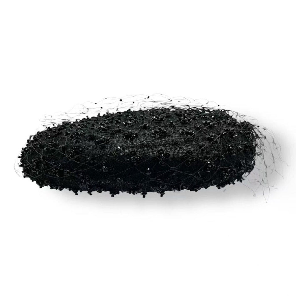 Dior Beret Bijou Netted Toque Hat Black — view 3