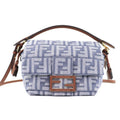 Fendi 2025 8 Bs105 Mamma Baguette Small Denim Zucca Pattern FF Hand Shoulder Bag Gray