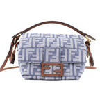 Fendi 2025 8 Bs105 Mamma Baguette Small Denim Zucca Pattern FF Hand Shoulder Bag Gray