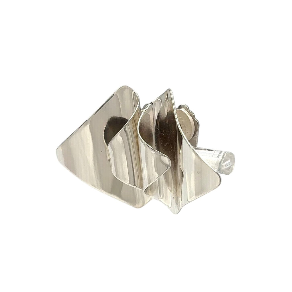 Dior Wave Metal Silver Earrings — view 2