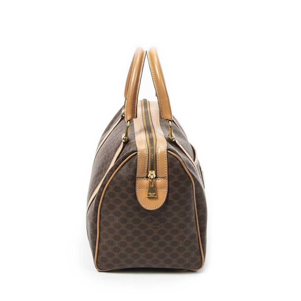 Celine Vintage Small Boston Brown Beige Macadam Canvas — view 4