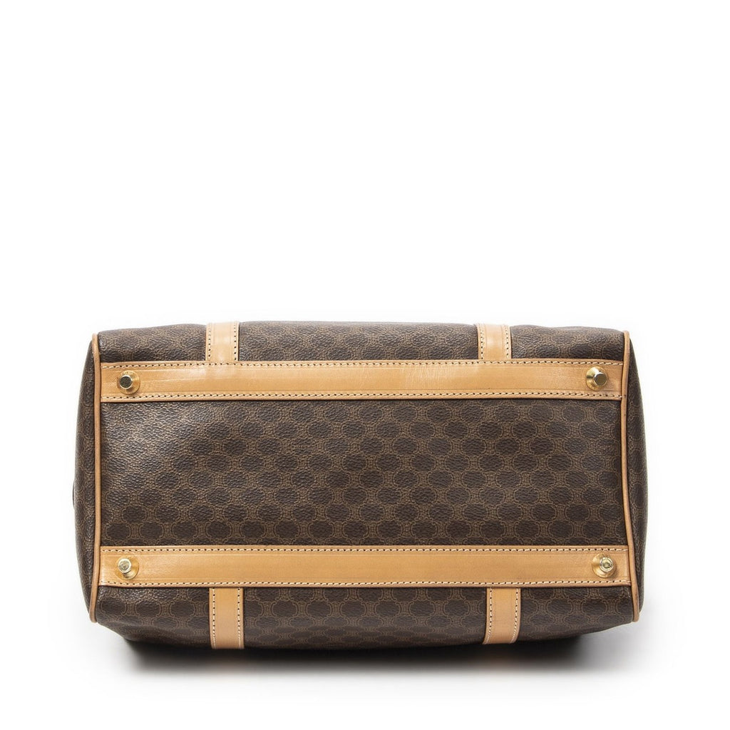 Celine Vintage Small Boston Brown Beige Macadam Canvas — view 6