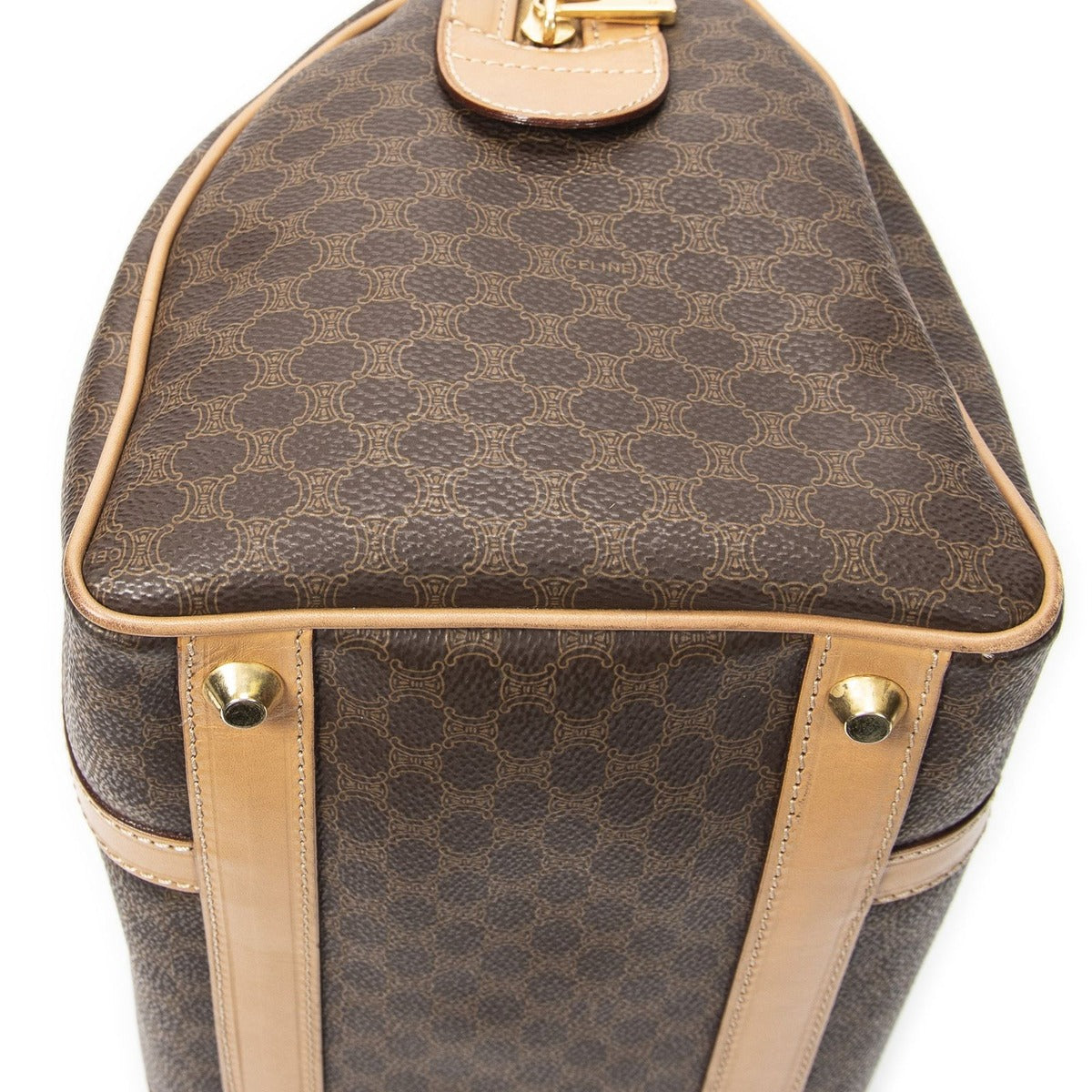 Celine Vintage Small Boston Brown Beige Macadam Canvas — view 7