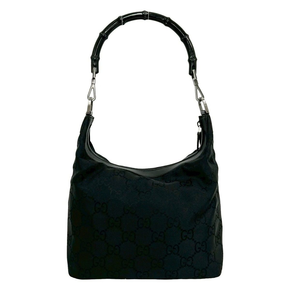 Gucci GG Canvas Bamboo Leather Shoulder Bag Semi Black — view 3