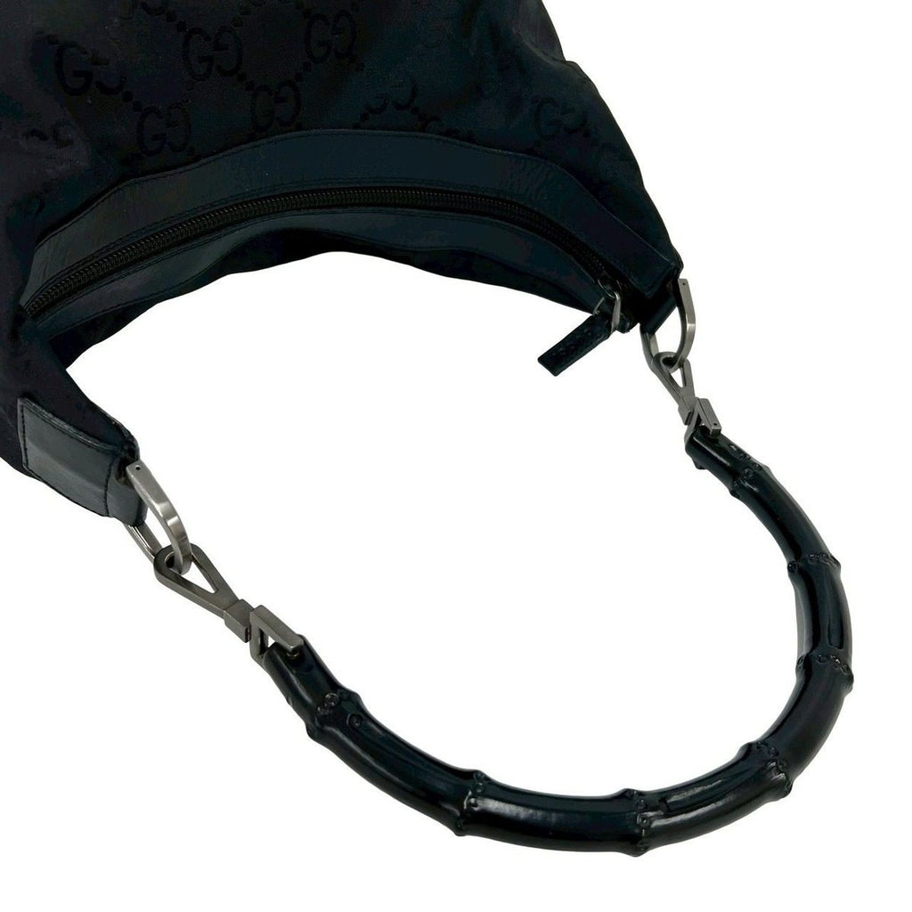 Gucci GG Canvas Bamboo Leather Shoulder Bag Semi Black — view 4