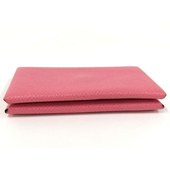 Hermes Calvi Card Case Leather Pink Stamped — view 6