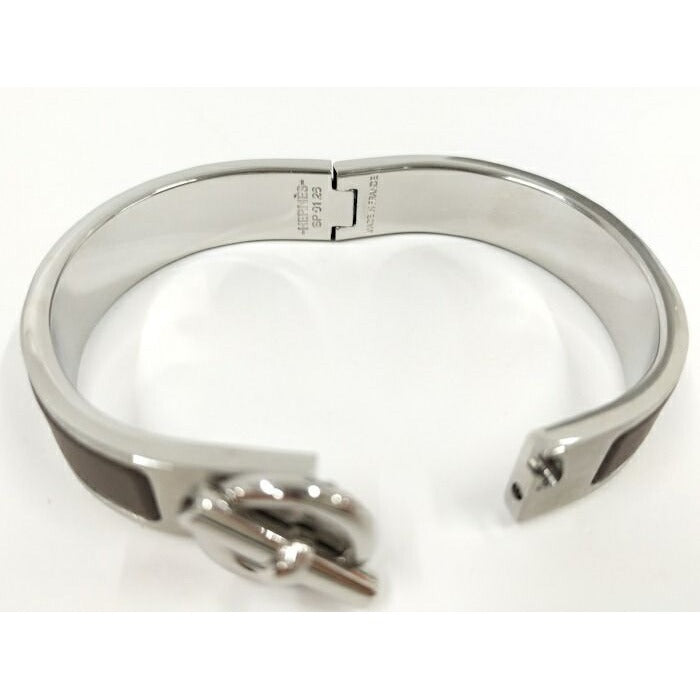 Hermes Bangle Click Plated Silver Grenadine Brownish — view 7