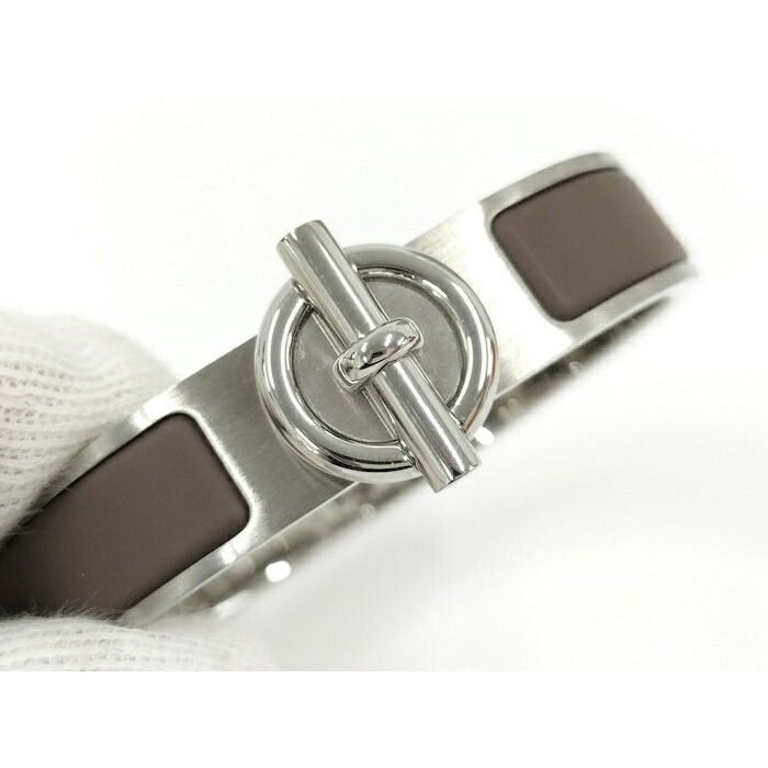 Hermes Bangle Click Plated Silver Grenadine Brownish — view 8