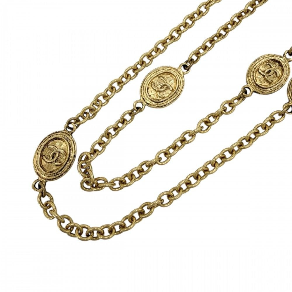 Chanel Necklace CC Logo Long Gold Plated