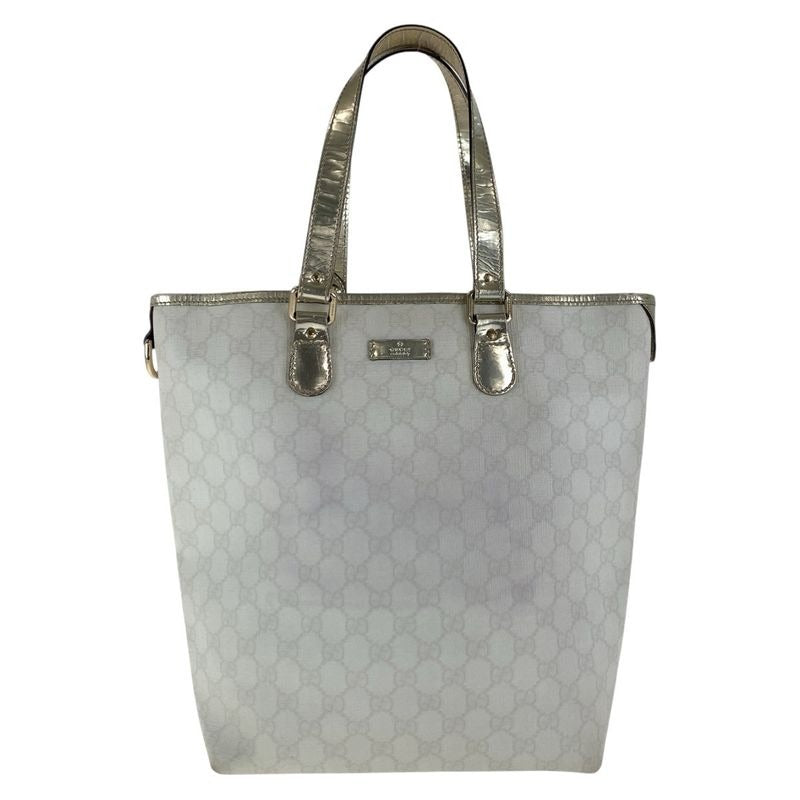 Gucci White Gold GG Supreme Canvas Enamel Tote Bag — view 2