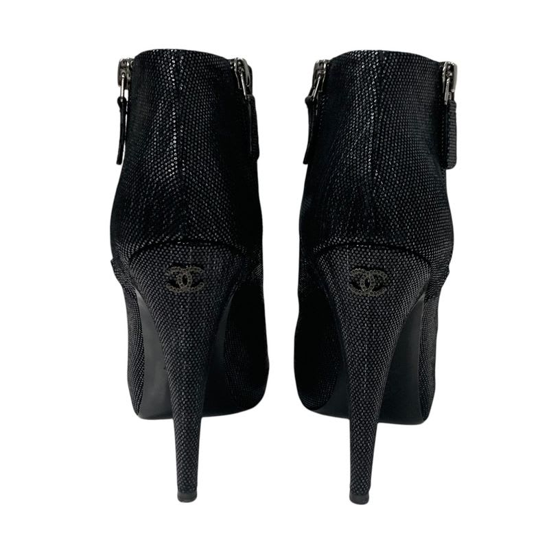 Chanel Boots Short Shoes Leather Black Coco Mark Metallic — view 5