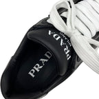 Prada Sneakers Shoes Leather Black White Triangle Logo — view 7
