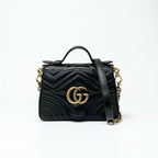 Gucci Bag Shoulder Black Gold GG Marmont Mini Top Handle 2-Way Handbag — view 2
