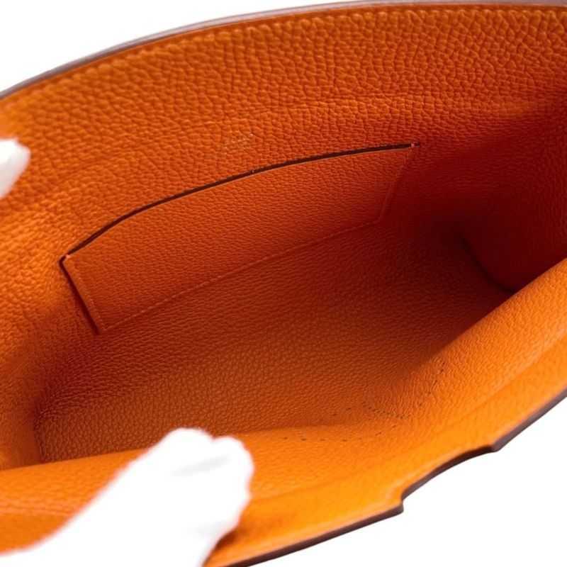 Hermes Shoulder Bag Vidpoche Stamped B H Logo Orange White Navy — view 6