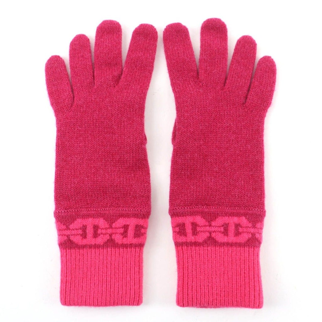 Hermes Heaven Cashmere Chaine D'ancre Motif Knit Gloves Pink — view 3