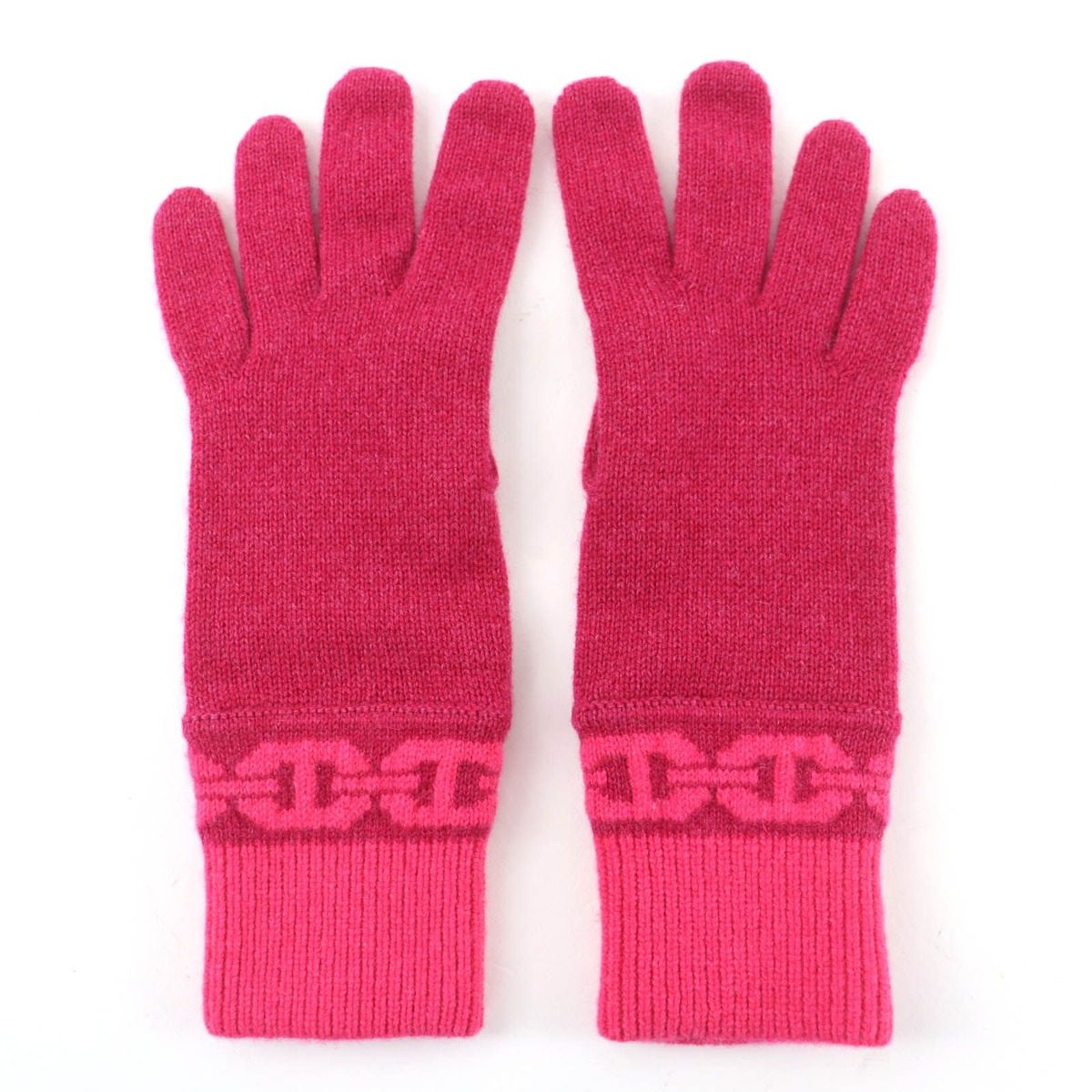 Hermes Heaven Cashmere Chaine D'ancre Motif Knit Gloves Pink — view 3