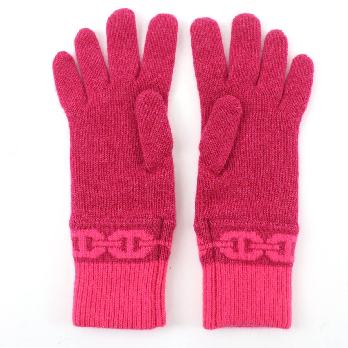Hermes Heaven Cashmere Chaine D'ancre Motif Knit Gloves Pink — view 4