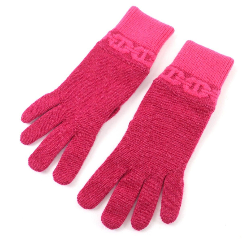 Hermes Heaven Cashmere Chaine D'ancre Motif Knit Gloves Pink — view 5