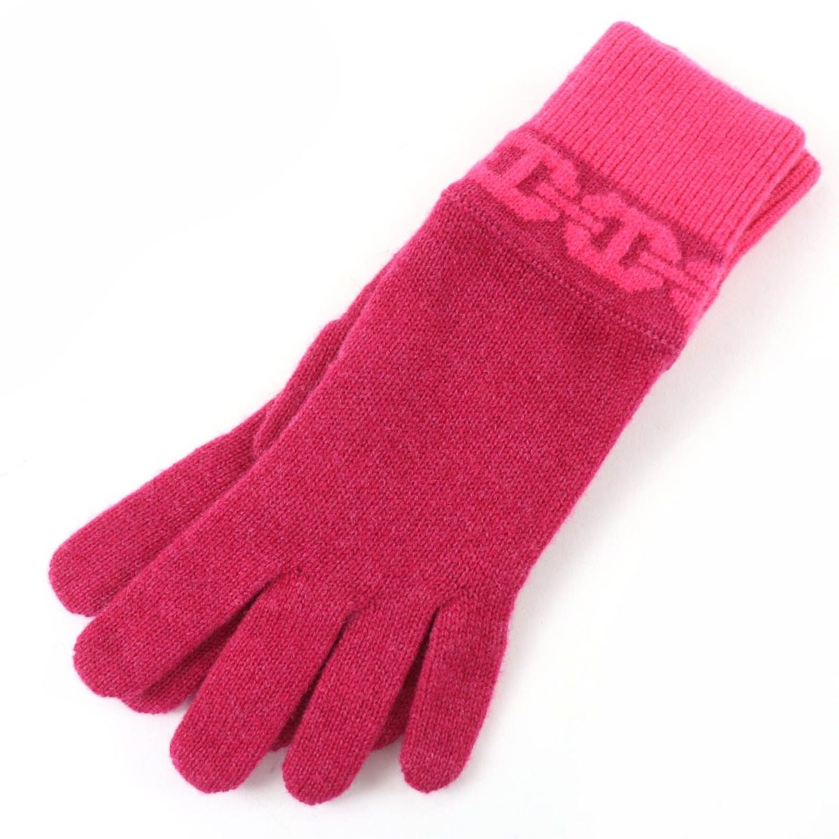 Hermes Heaven Cashmere Chaine D'ancre Motif Knit Gloves Pink