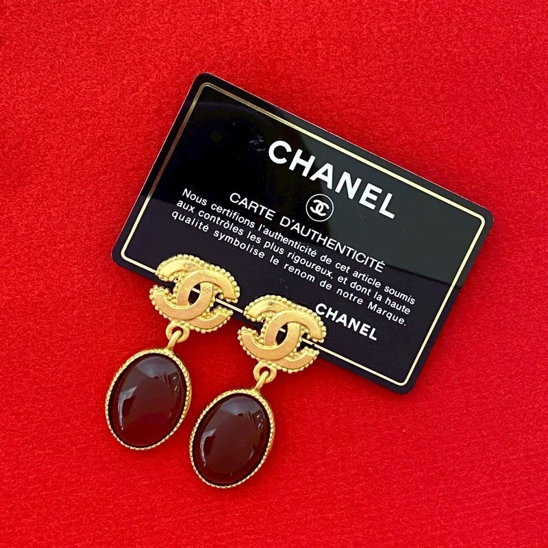 Chanel Vintage Gripoix Coco Mark Earrings Ear Cuff Accessory Gold 96A