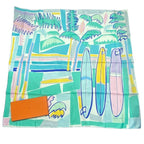 Hermes Carre 140 Scarf Silk Large SEA SURF & FUN And Fan Multicolor Box