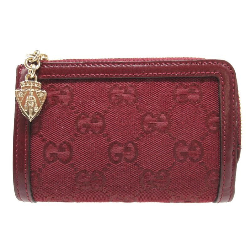 Gucci Compact Wallet GG Canvas Leather Bordeaux L Zipper 1893