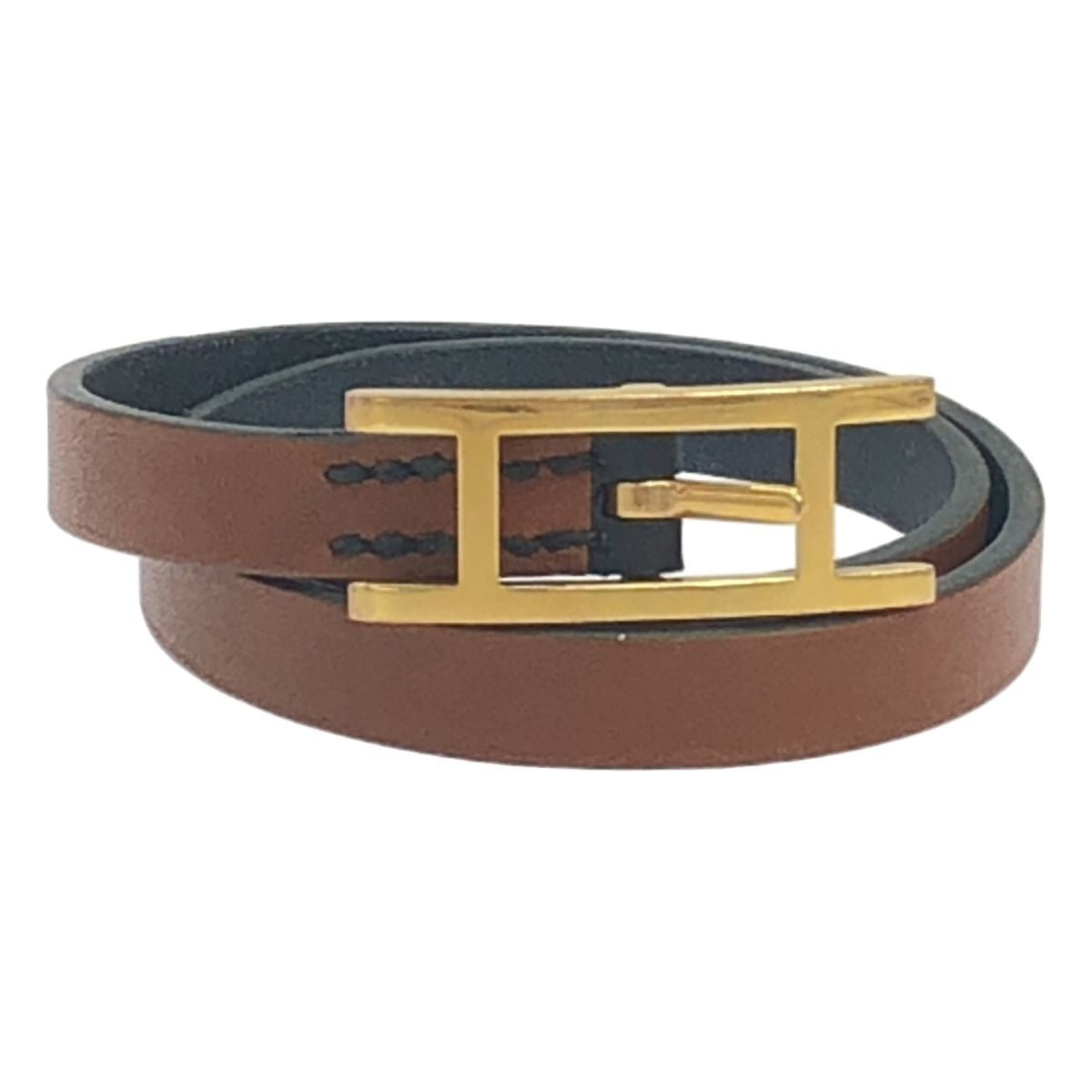 Hermes Behapi Double Tour Leather Bracelet Brown