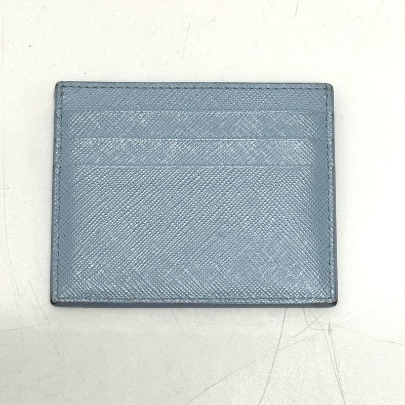 Prada Card Case with Embossed Logo 1 Mc025 Saffiano Leather Light Blue — view 3
