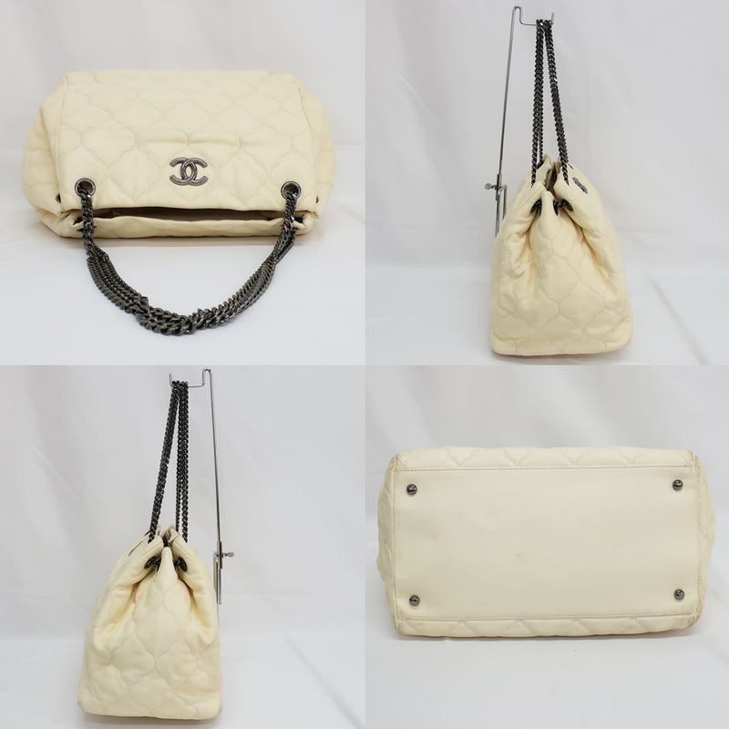 Chanel Handbag Chain Ivory Silver Hardware Leather — view 5