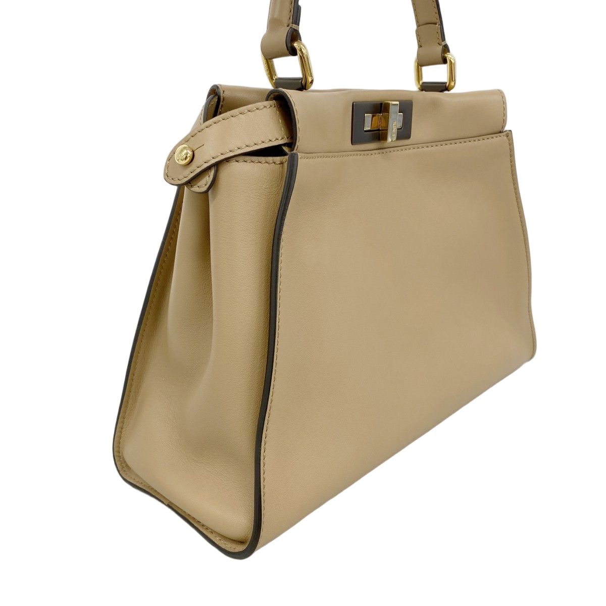 Fendi Handbag Peekaboo Leather Beige Gold 2-Way — view 2