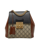 Gucci GG Supreme Padlock Backpack Beige Multicolor Leather