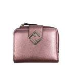 Fendi Bifold Wallet FF Diamond Metallic Pink Leather Silver