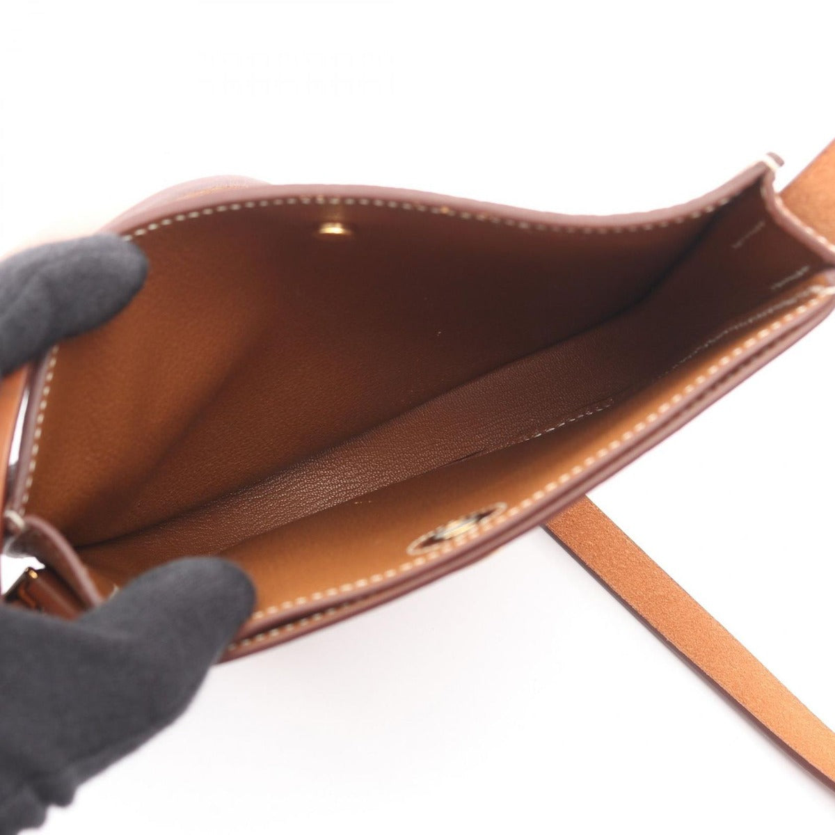 Hermes Shoulder Bag Perspective Cavalier 21 Gold Leather Brown — view 3