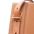 Hermes Shoulder Bag Perspective Cavalier 21 Gold Leather Brown — view 8