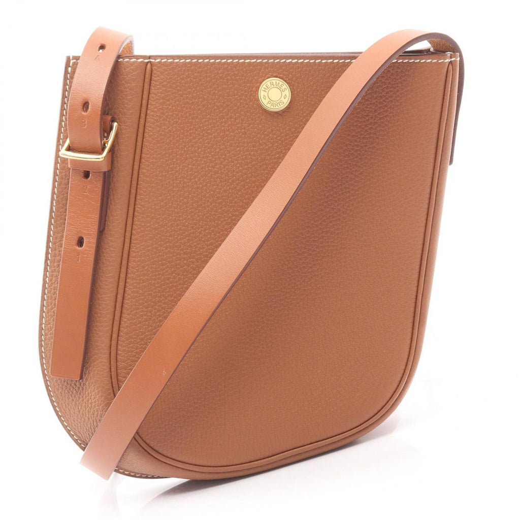 Hermes Shoulder Bag Perspective Cavalier 21 Gold Leather Brown