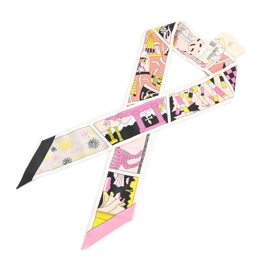 Hermes Scarf Twilly Silk Black Pink