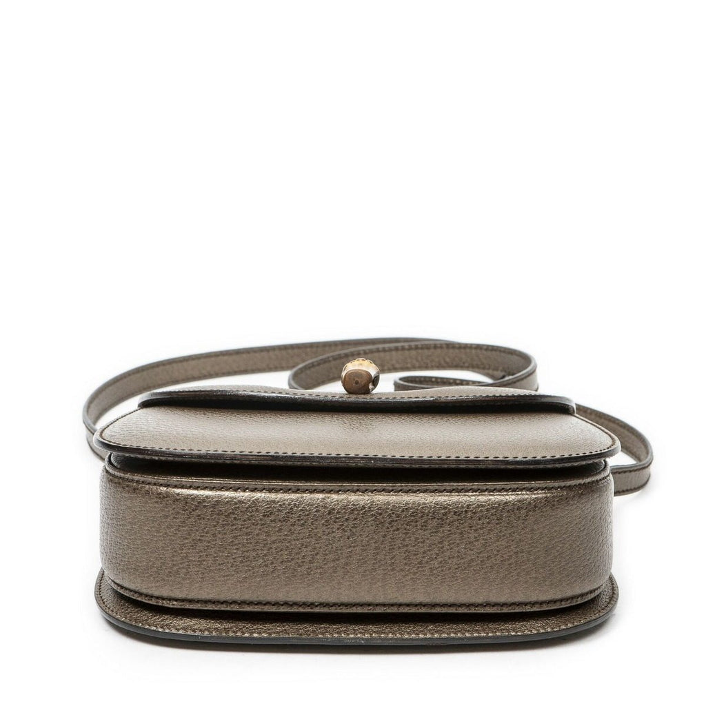 Gucci Small Bamboo Top Handle Flap Bag Blanc Grain Calfskin Leather — view 6