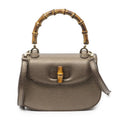 Gucci Small Bamboo Top Handle Flap Bag Blanc Grain Calfskin Leather
