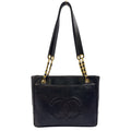 Chanel CC Logo Caviar Leather Black Shoulder Bag Gold