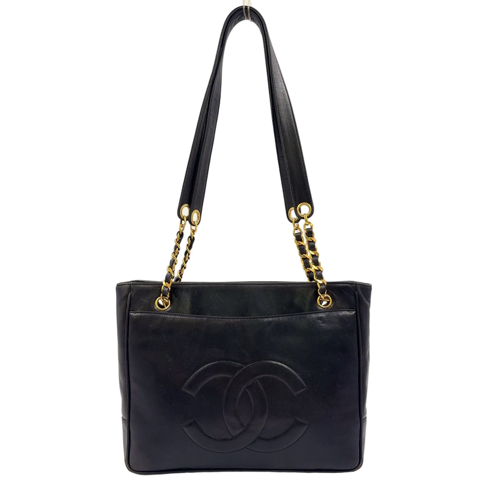 Chanel CC Logo Caviar Leather Black Shoulder Bag Gold