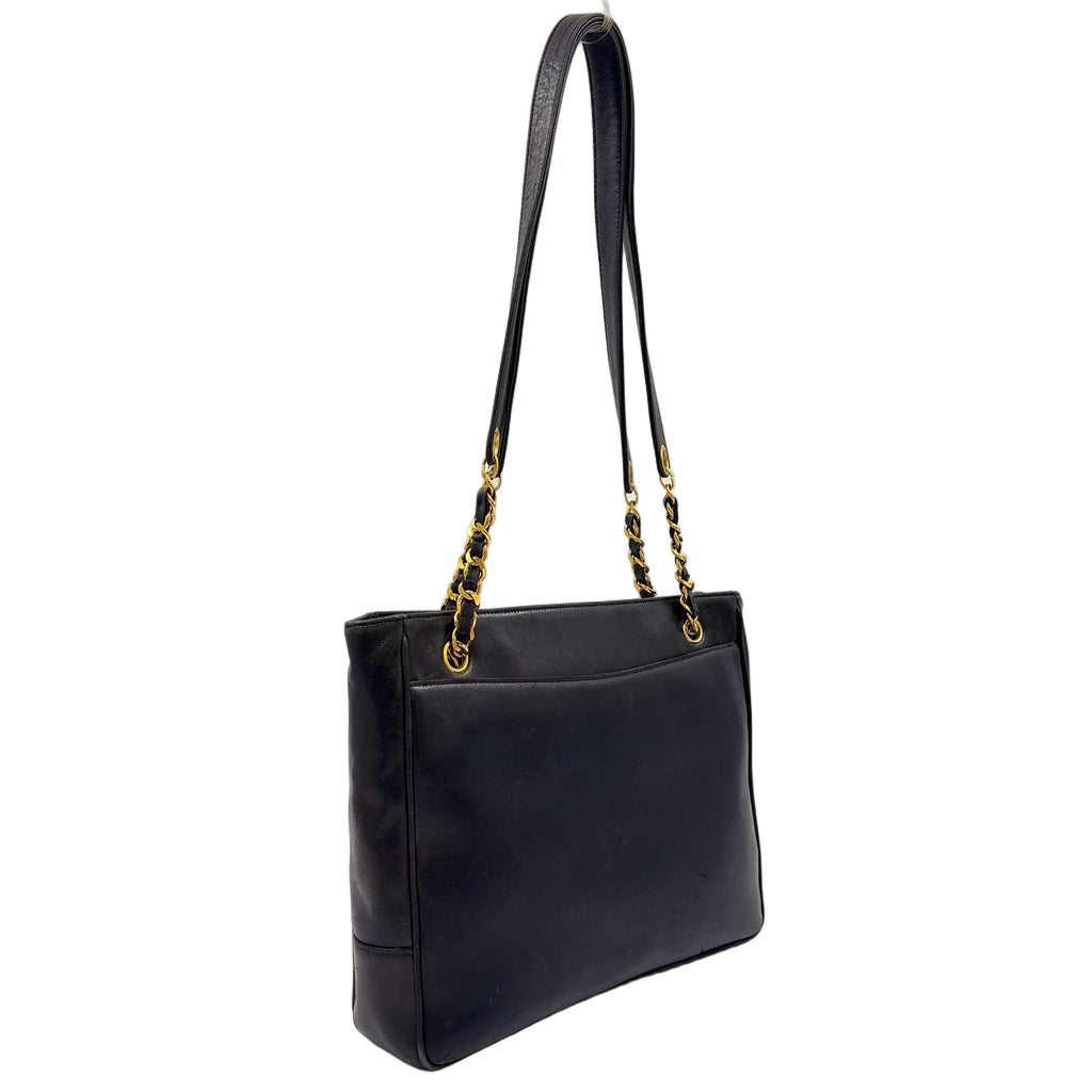 Chanel CC Logo Caviar Leather Black Shoulder Bag Gold — view 2