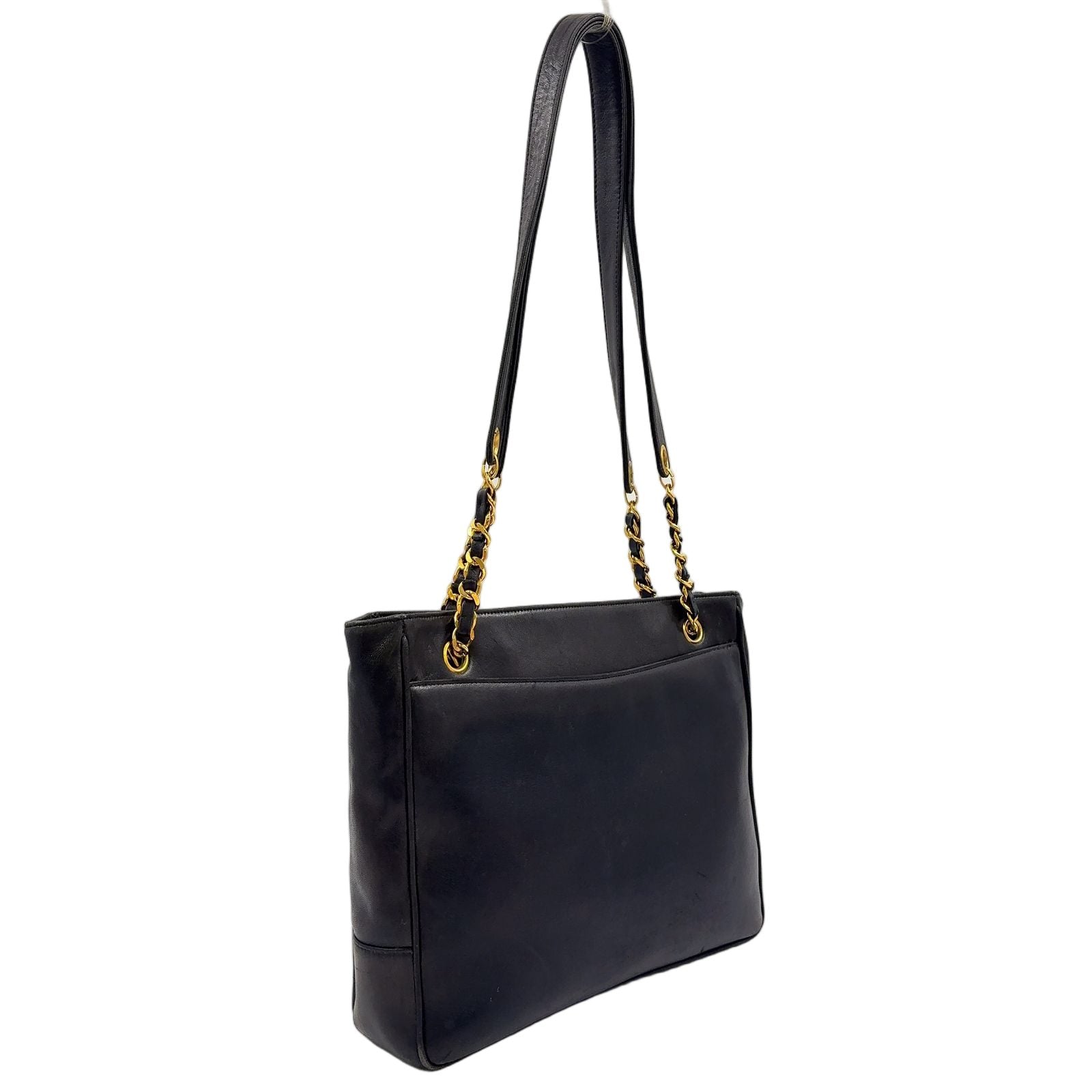 Chanel CC Logo Caviar Leather Black Shoulder Bag Gold — view 2