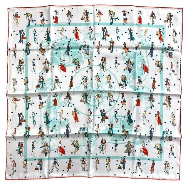Hermes Scarf Carre 70 EX Libris LES Parisie Parisienne Silk Multicolor